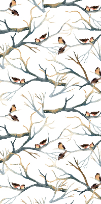 Store enrouleur occultant avec motif d'oiseaux sur un arbre