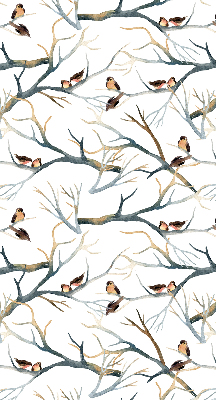 Store enrouleur occultant avec motif d'oiseaux sur un arbre