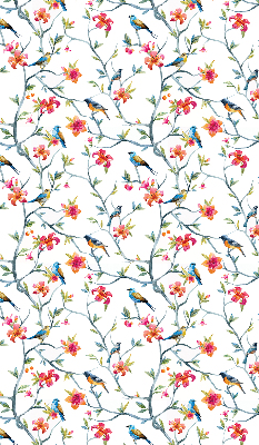 Store fenêtre intérieur avec un oiseau sur une branche