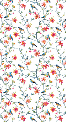 Store fenêtre intérieur avec un oiseau sur une branche