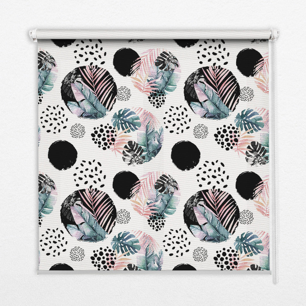 Store enrouleur occultant à motifs cercles et feuilles