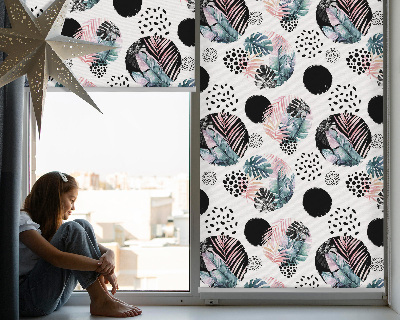 Store enrouleur occultant à motifs cercles et feuilles