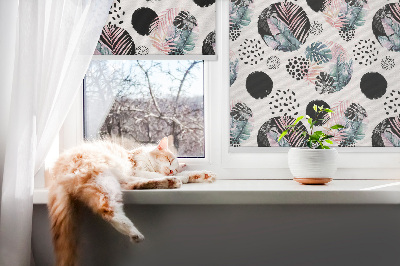 Store enrouleur occultant à motifs cercles et feuilles
