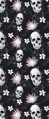 Store enrouleur occultant des crânes parmi les fleurs