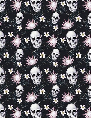 Store enrouleur occultant des crânes parmi les fleurs