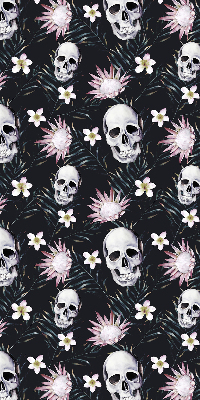 Store enrouleur occultant des crânes parmi les fleurs