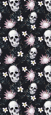 Store enrouleur occultant des crânes parmi les fleurs