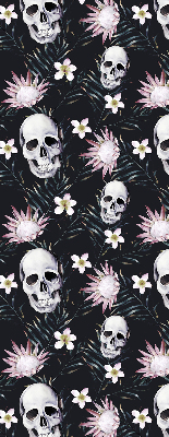 Store enrouleur occultant des crânes parmi les fleurs