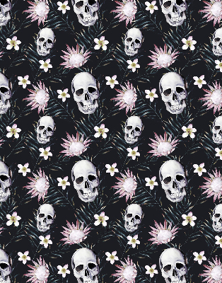 Store enrouleur occultant des crânes parmi les fleurs
