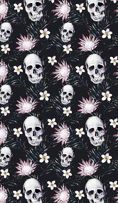 Store enrouleur occultant des crânes parmi les fleurs