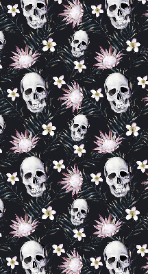 Store enrouleur occultant des crânes parmi les fleurs