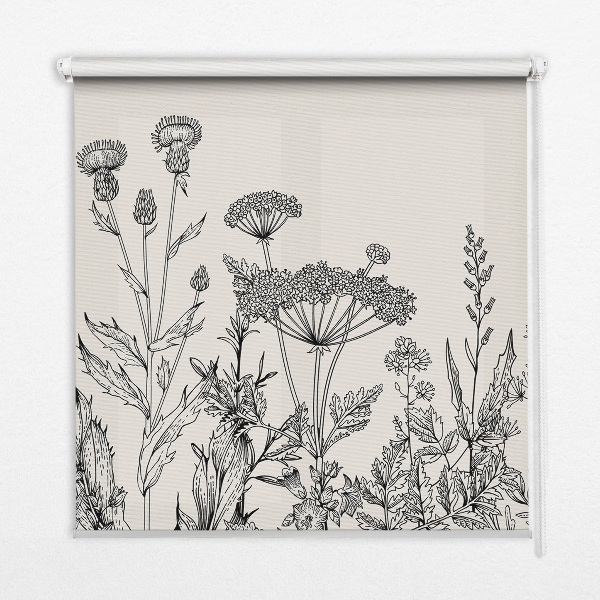 Store enrouleur occultant avec motif de fleurs grises