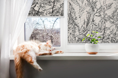 Store enrouleur occultant avec motif de fleurs grises