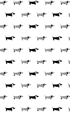 Store fenêtre intérieur avec motif chiens dessinés