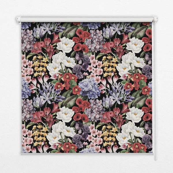 Store fenêtre intérieur fleurs colorées