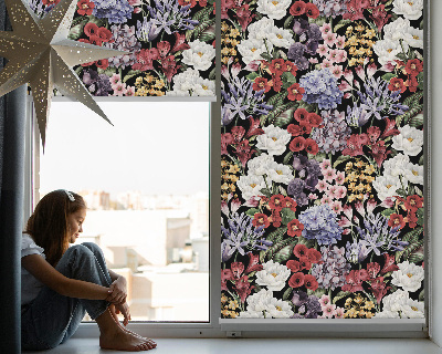 Store fenêtre intérieur fleurs colorées