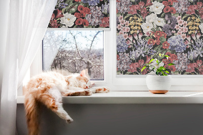 Store fenêtre intérieur fleurs colorées