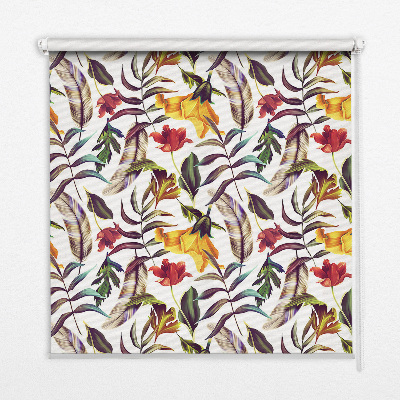 Store fenêtre intérieur avec fleurs colorées