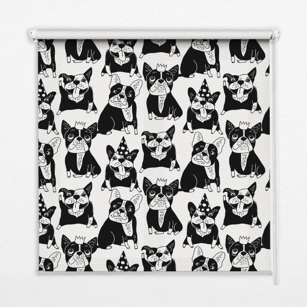 Store occultant fenêtre avec motif de chiens dessinés