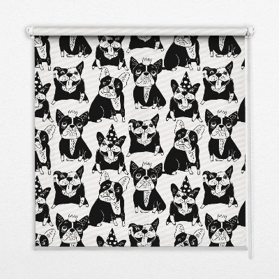 Store occultant fenêtre avec motif de chiens dessinés