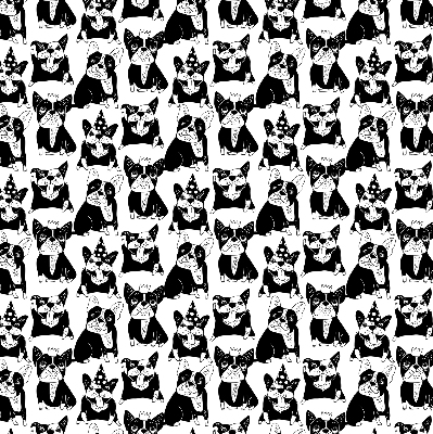 Store occultant fenêtre avec motif de chiens dessinés