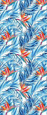 Store fenêtre intérieur avec feuilles bleues