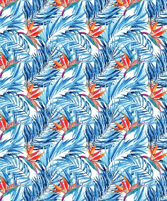 Store fenêtre intérieur avec feuilles bleues