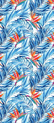 Store fenêtre intérieur avec feuilles bleues