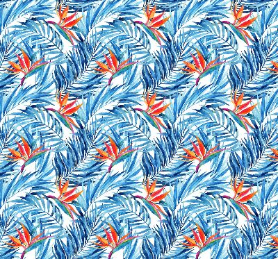 Store fenêtre intérieur avec feuilles bleues