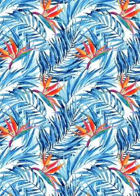 Store fenêtre intérieur avec feuilles bleues