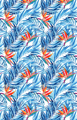 Store fenêtre intérieur avec feuilles bleues