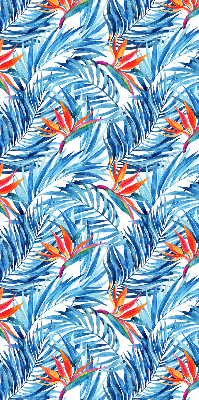 Store fenêtre intérieur avec feuilles bleues