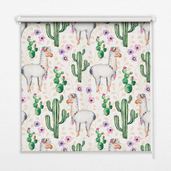 Store occultant fenêtre lamas et cactus