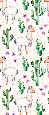 Store occultant fenêtre lamas et cactus
