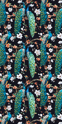 Store enrouleur occultant avec motif paon et fleurs