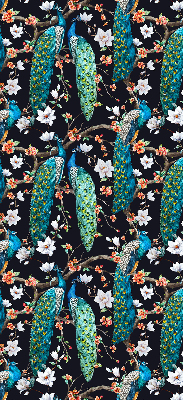 Store enrouleur occultant avec motif paon et fleurs
