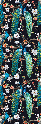 Store enrouleur occultant avec motif paon et fleurs