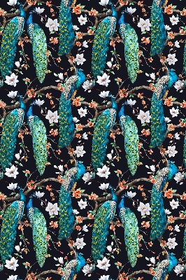 Store enrouleur occultant avec motif paon et fleurs