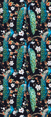 Store enrouleur occultant avec motif paon et fleurs