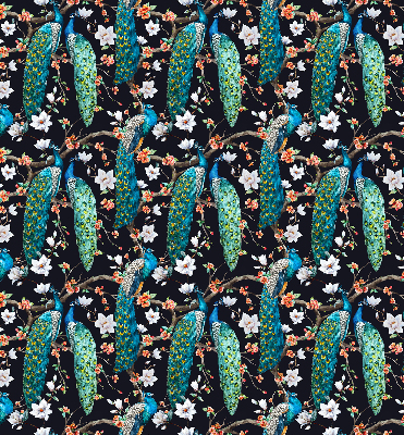 Store enrouleur occultant avec motif paon et fleurs