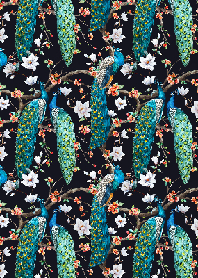 Store enrouleur occultant avec motif paon et fleurs
