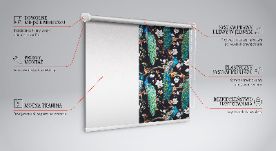 Store enrouleur occultant avec motif paon et fleurs