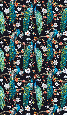 Store enrouleur occultant avec motif paon et fleurs