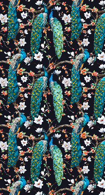 Store enrouleur occultant avec motif paon et fleurs