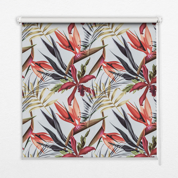 Store fenêtre intérieur avec feuilles exotiques