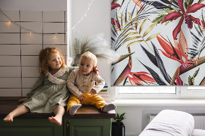 Store fenêtre intérieur avec feuilles exotiques