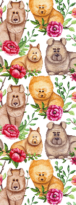 Store occultant fenêtre pour chiens parmi les fleurs