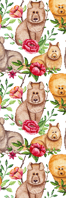 Store occultant fenêtre pour chiens parmi les fleurs