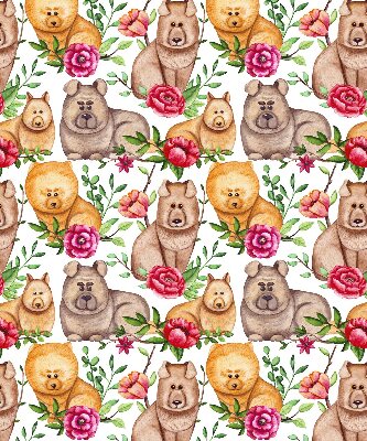 Store occultant fenêtre pour chiens parmi les fleurs