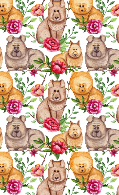 Store occultant fenêtre pour chiens parmi les fleurs